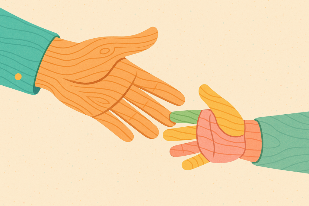 reaching out in wood